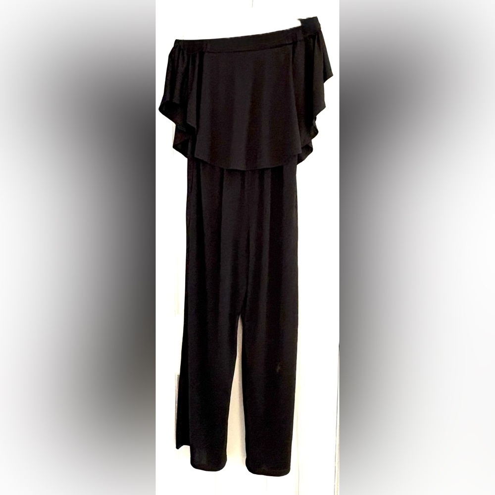 KORI America Elegant Black Off The Shoulder Jumpsuit - Small